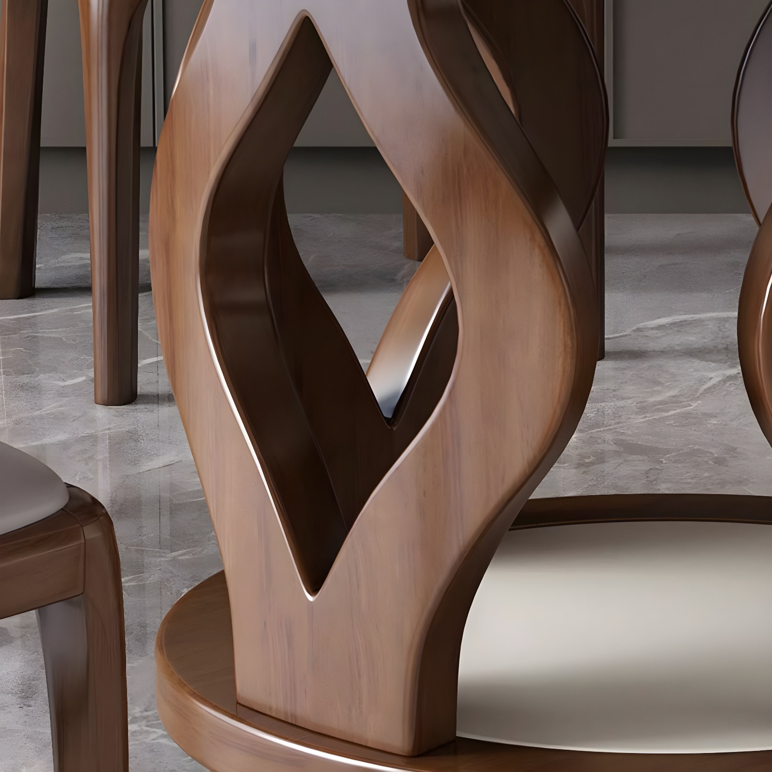 Elegant Medium Wood Round Dining Table Set in Gray with Pedestal Base - image 6