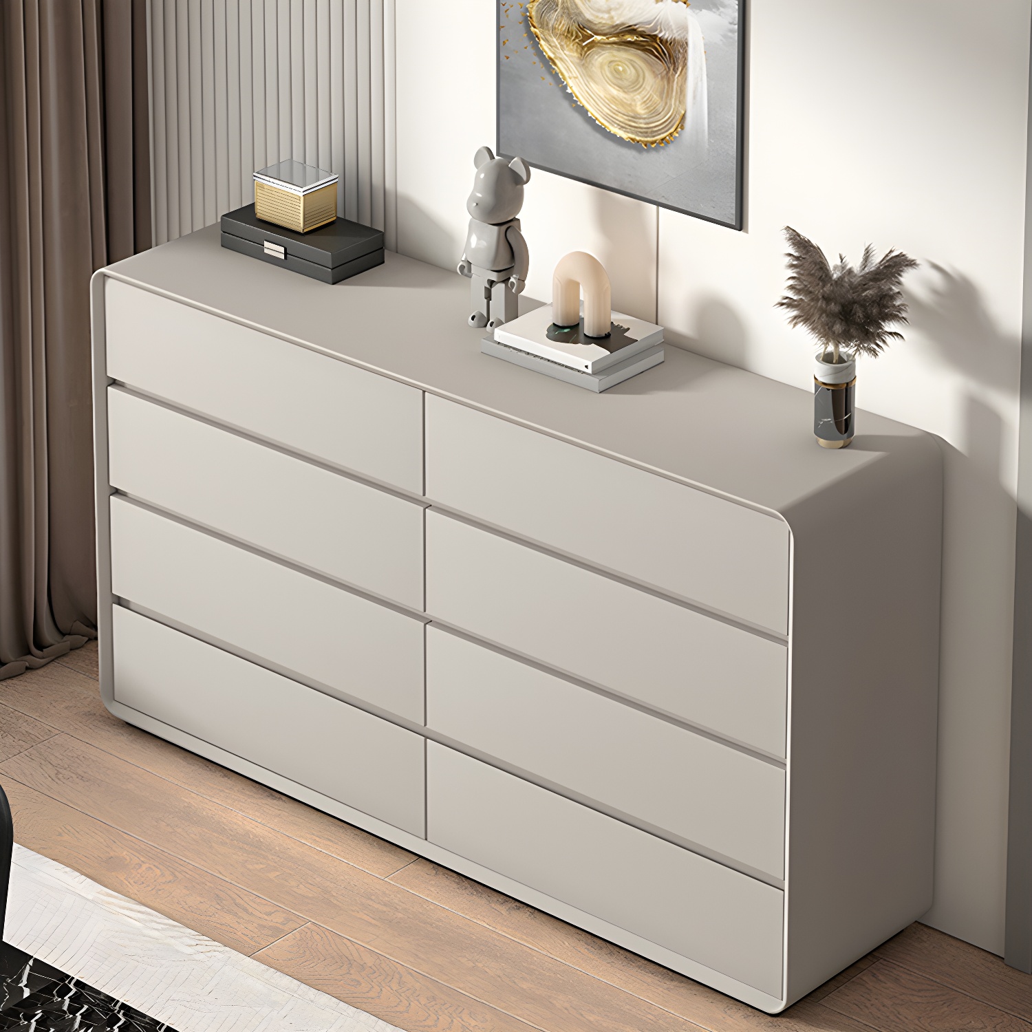 Modern Double Dresser with Drawers - Wood Finish, Horizontal Orientation, No Distressing - image 2