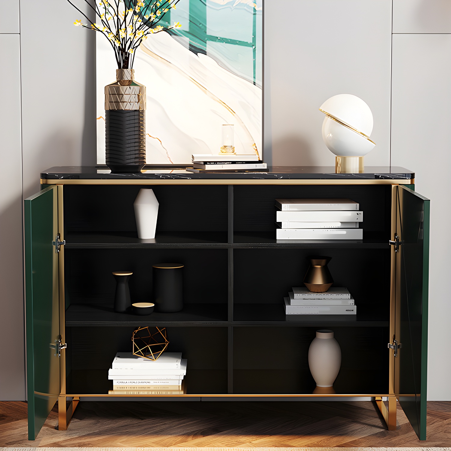 Modern & Contemporary Side Board Stone Credenza with Cabinets - image 11