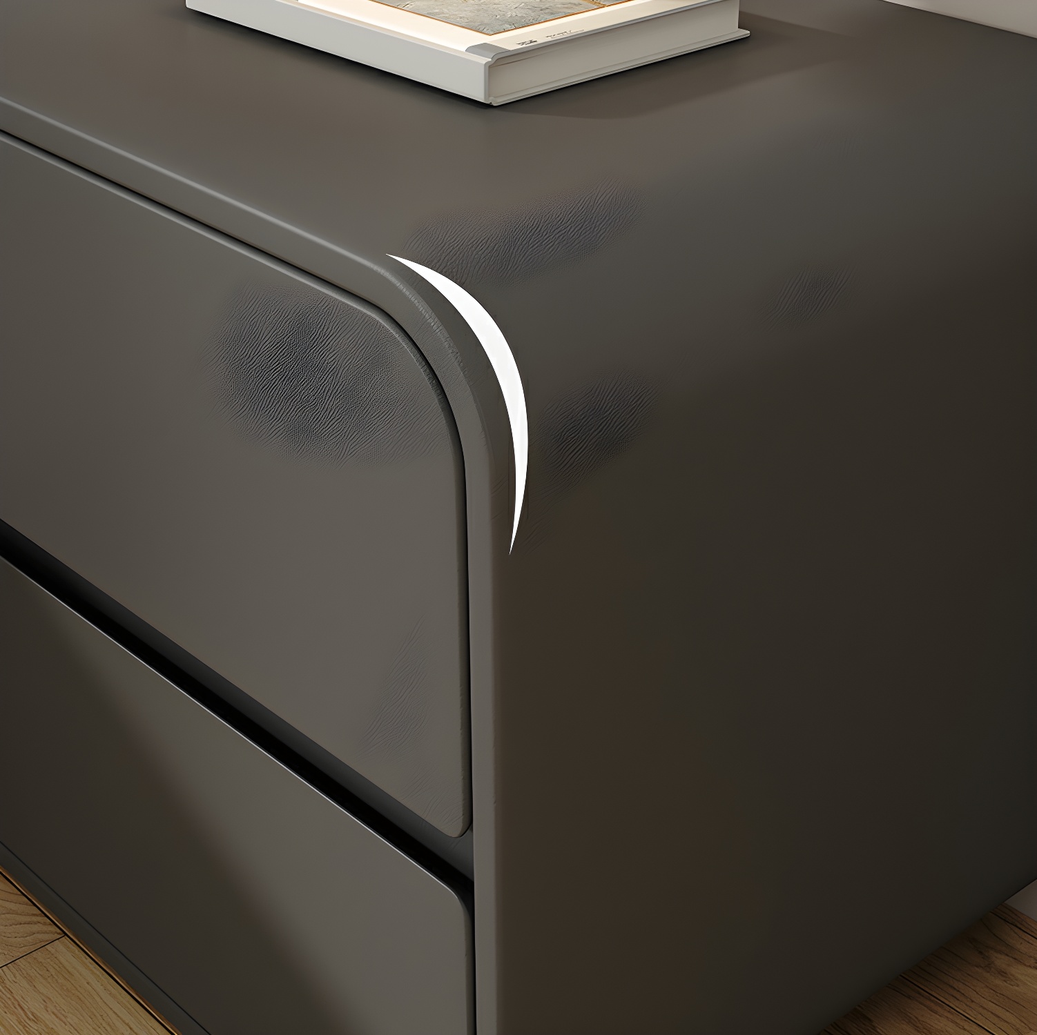 Rounded Corners Nightstands Solid Wood with Silent Buffer Guide Rail - image 12