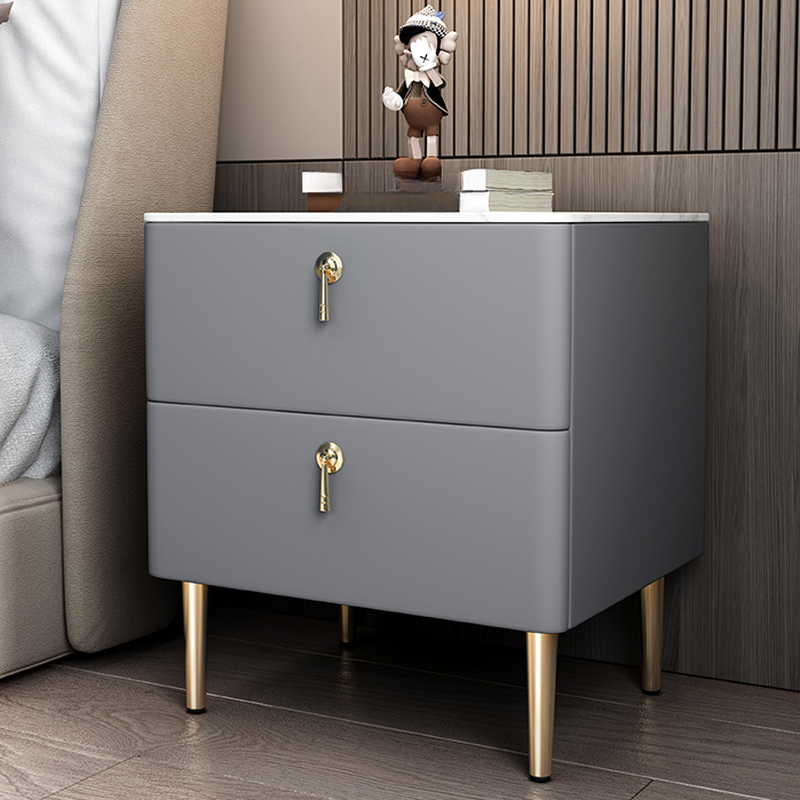 Minimalist 2-Drawer Stone Countertop Bedside Cabinet with Legs - image 6