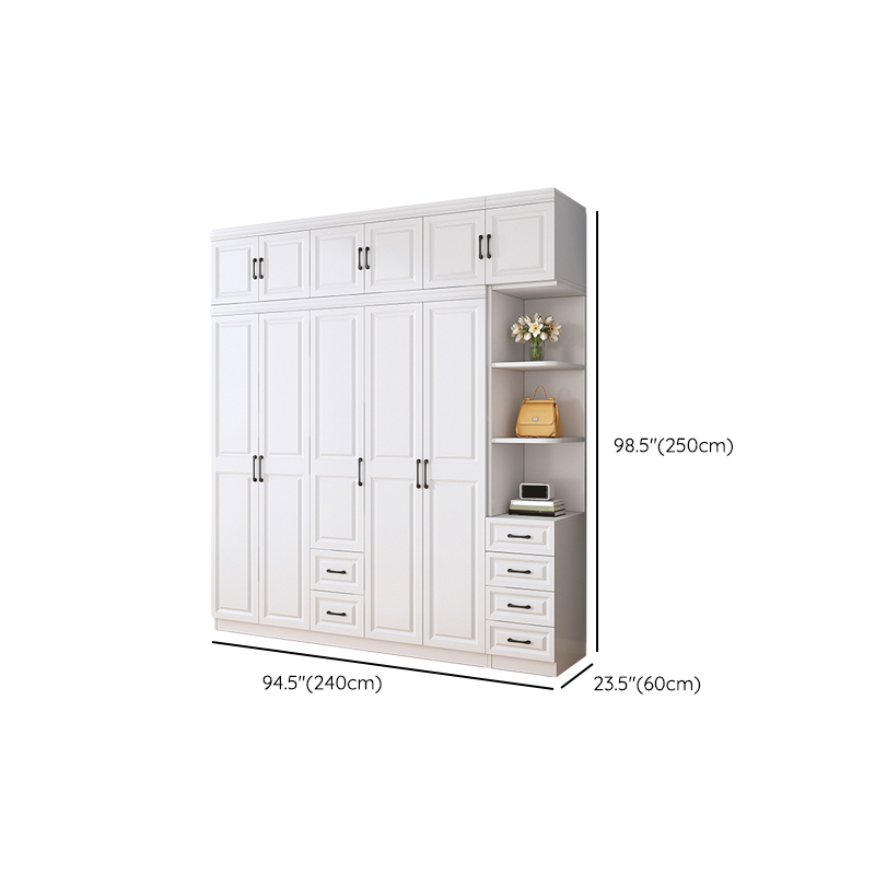 Modern White Wood Wardrobe Armoire with Soft-Close Drawers and Clothing Rod - image 27