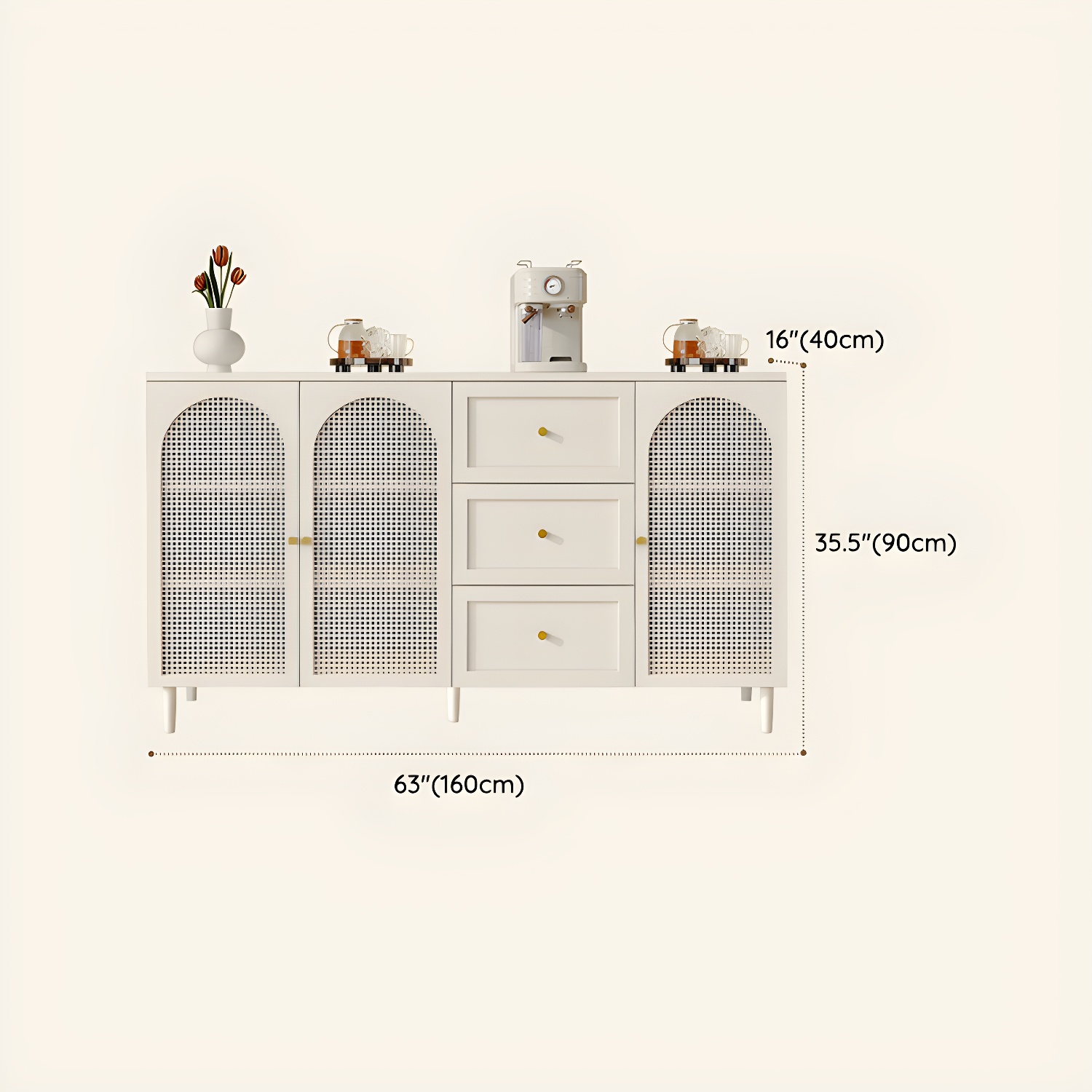 White Modern Sideboard Credenza with Cabinets and Reserve Installation Holes, Full Assembly Required - image 19