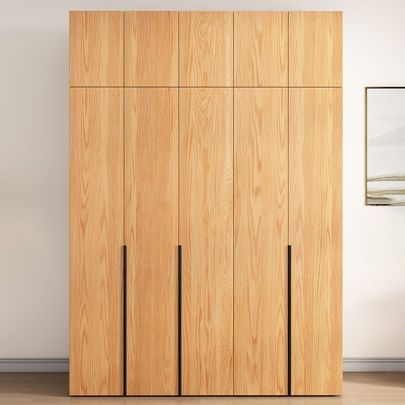 Natural Wood Freestanding Wardrobe Closet with Natural Doors - image 9