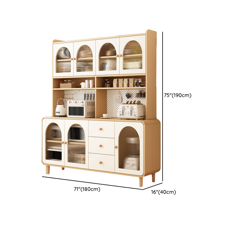Scandinavian Wood Buffet 3 Cabinet Doors with Glass Interior Shelves - image 18