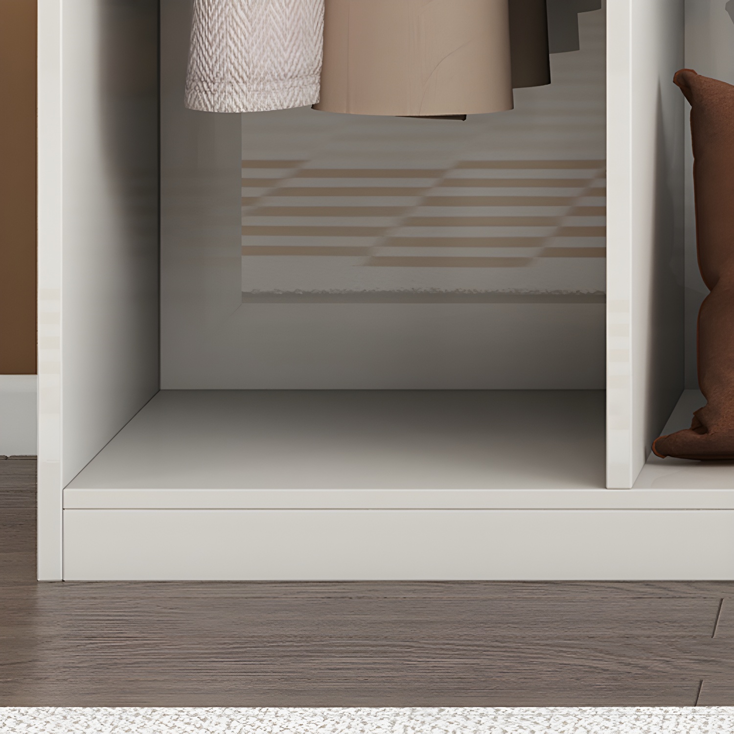 White Modern Style Wardrobe Cabinet Engineered Wood with Garment Rod - image 9