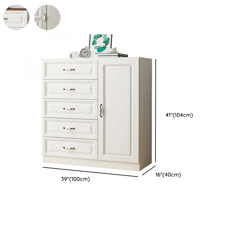Sleeping Room Use Trendy White Wood Wardrobe Chest with Shelves - image 19