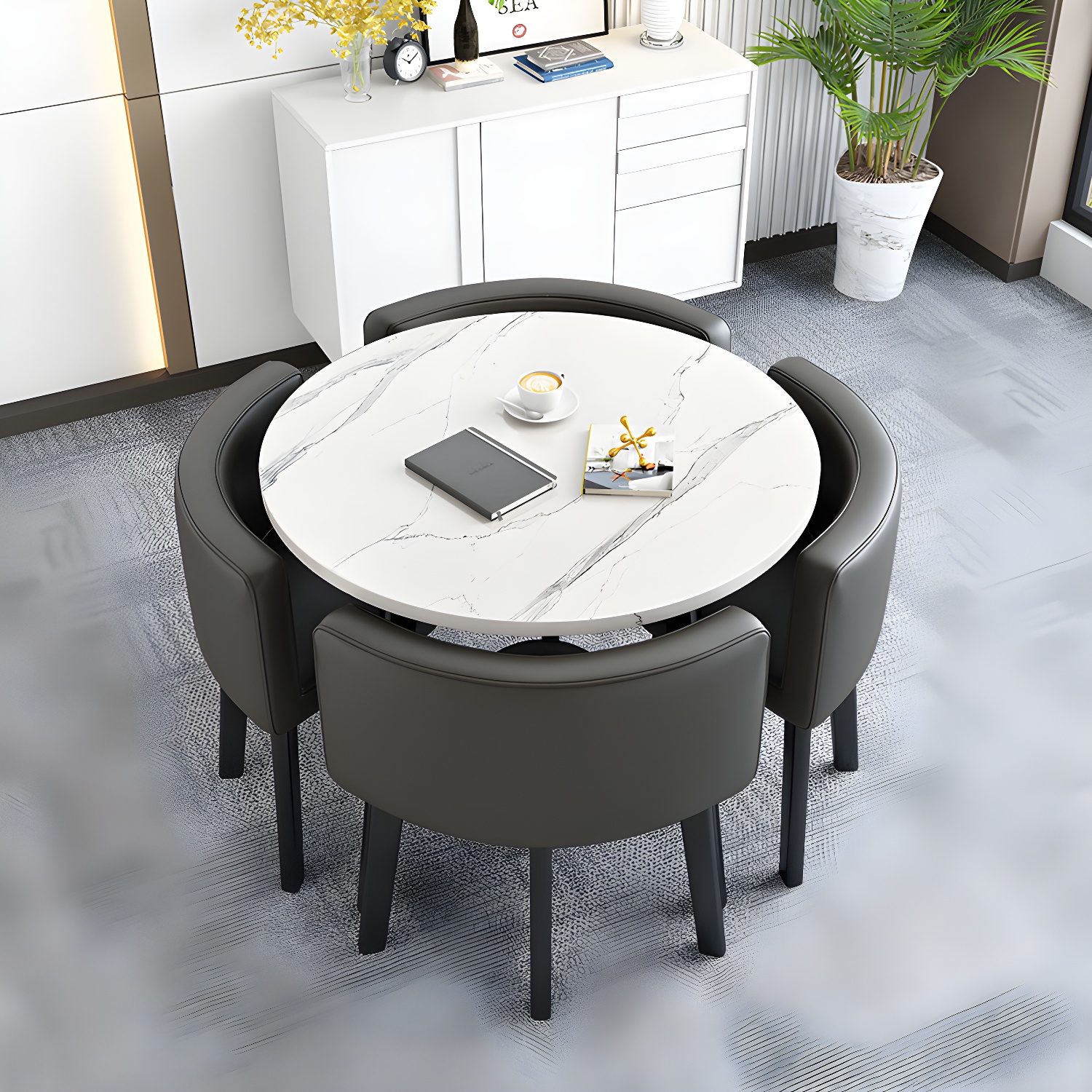 Modern Wood Dining Table Set 5 Pieces Dining Set for Home Use - image 19