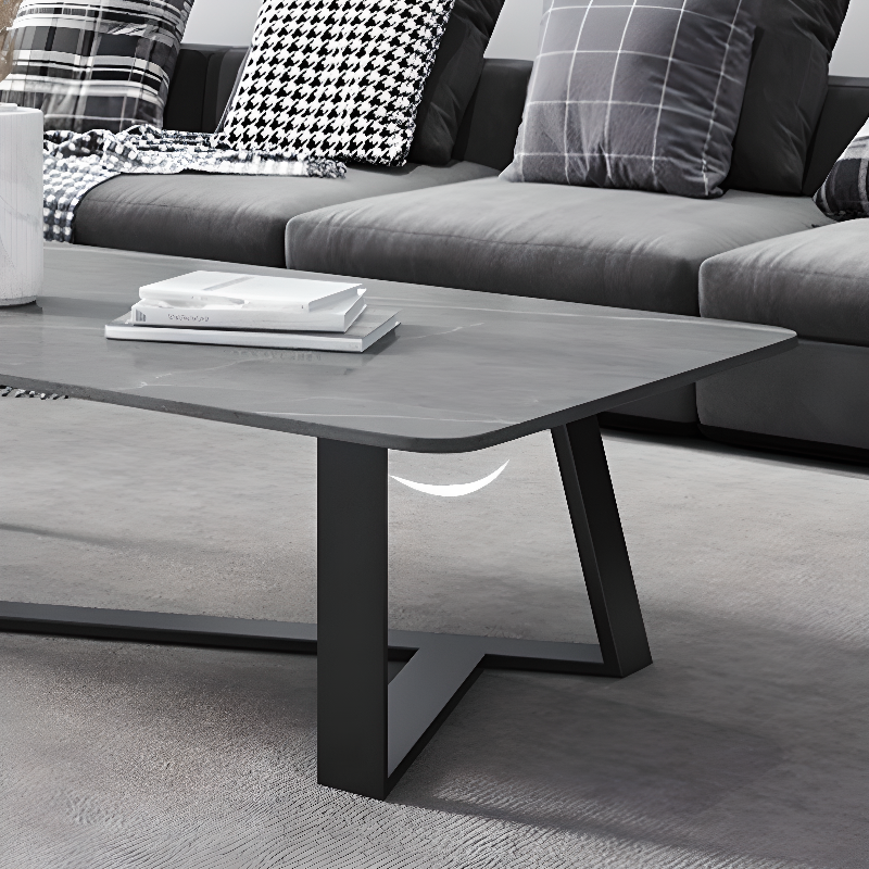 Funky Square Sintered Stone Coffee Table with X Base, Scratch-immune, and Single Set - image 9