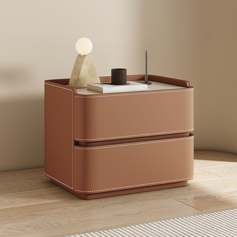 Scandinavian Bedside Cabinet Nightstand with Sintered Stone Countertop - image 5