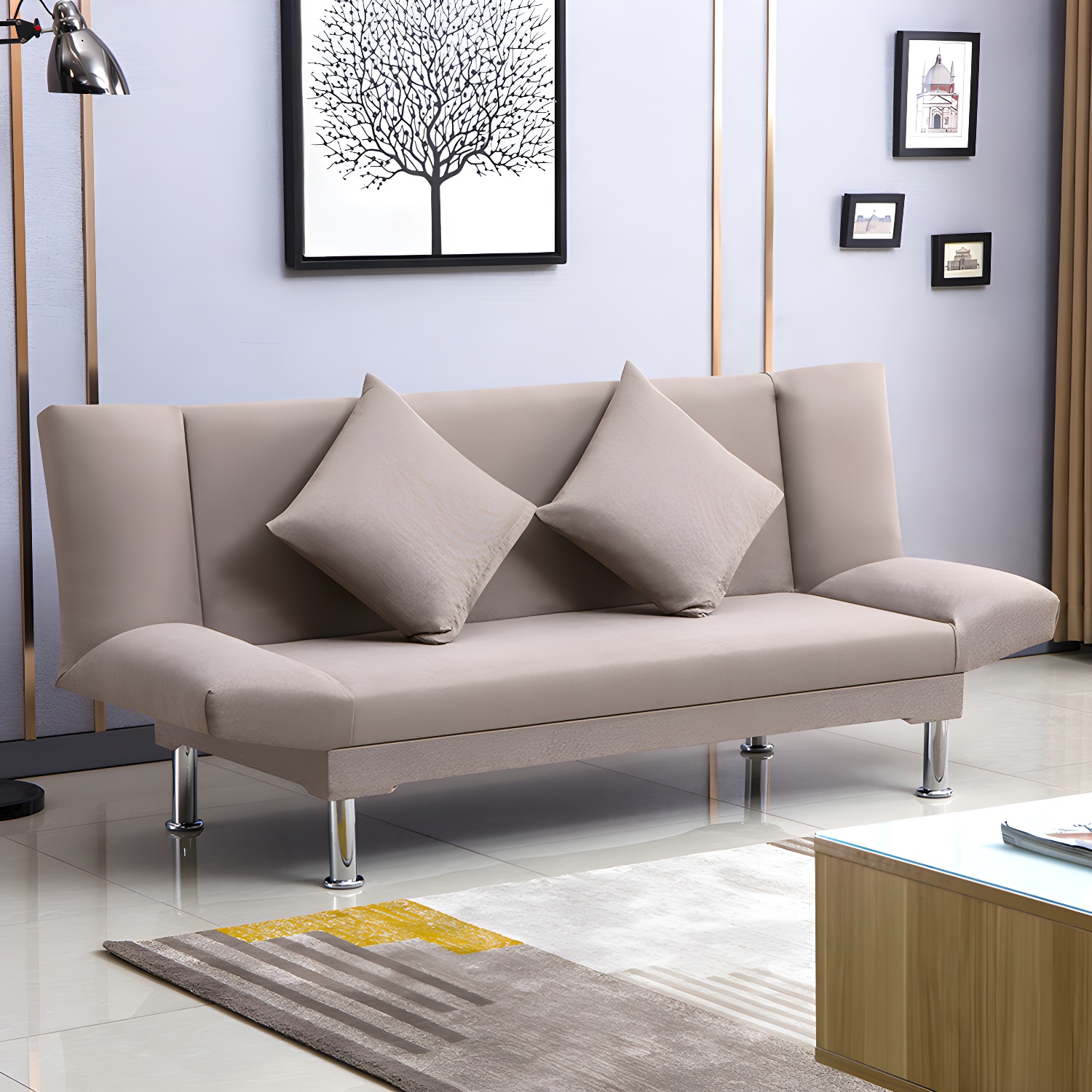 Silver Transitional Modern Tight Back Sofa Bed 29.53"High Armless Sofa Bed - image 21
