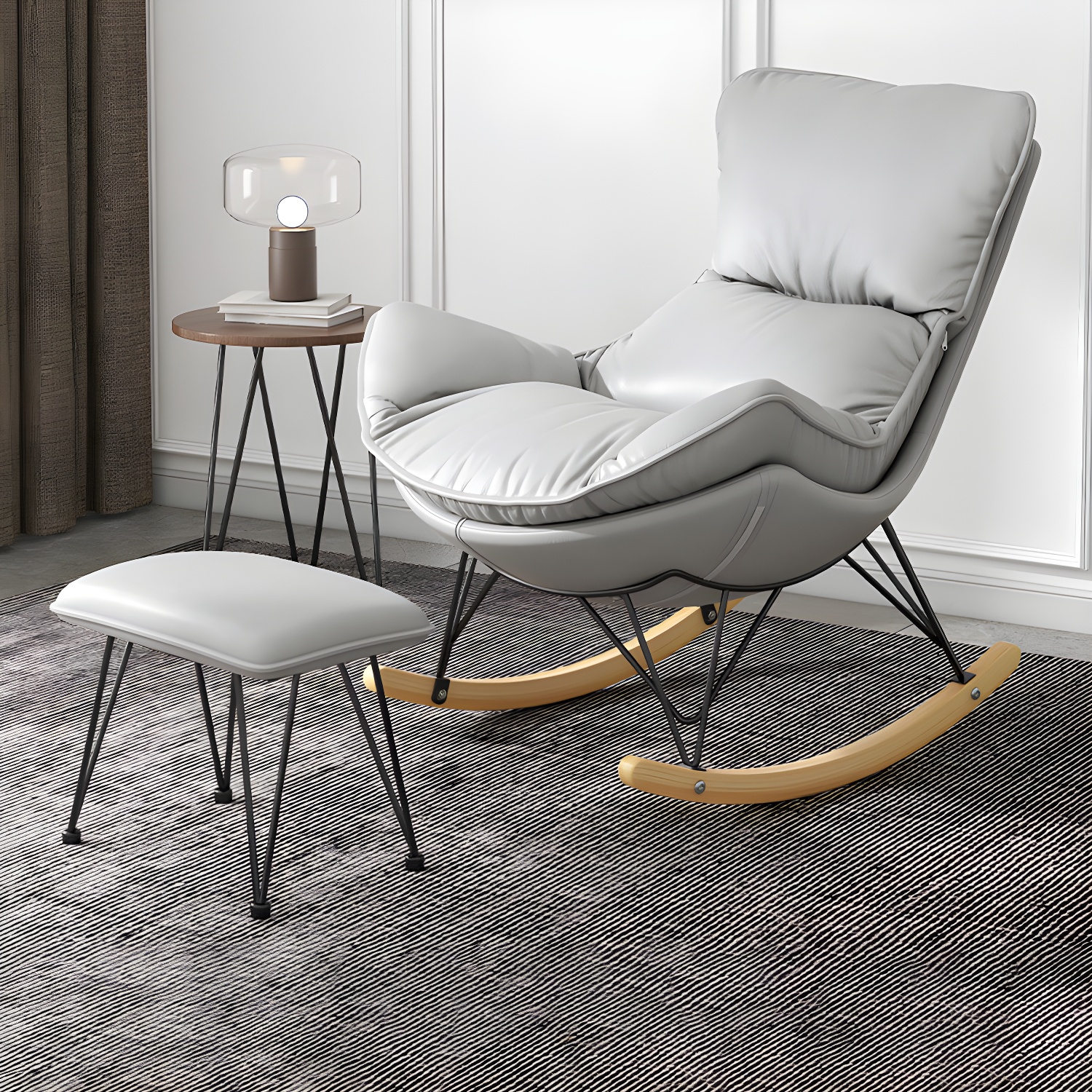 Solid Wood Rocking Chair Contemporary Rocker Chair with Padded Seat - image 5