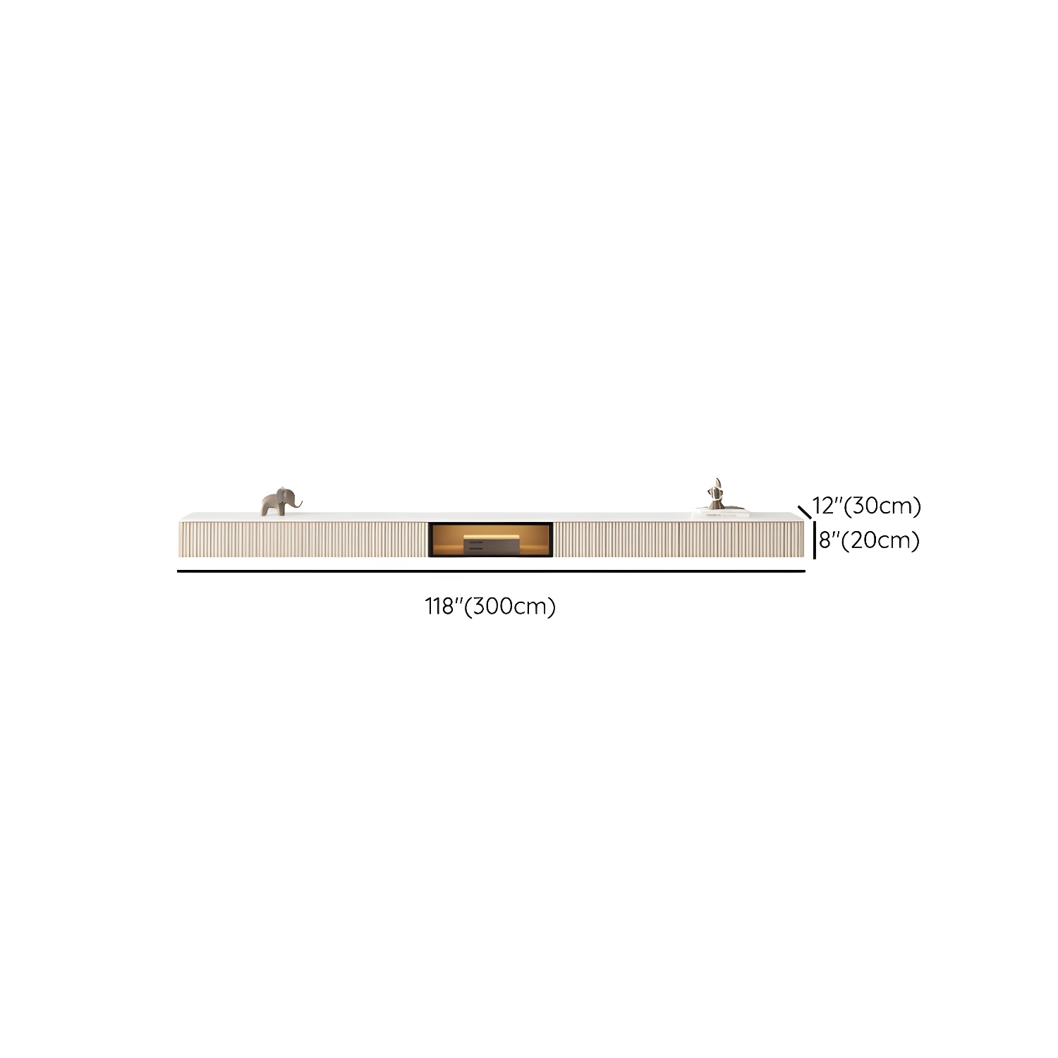 Glam Wall-mounted TV Media Stand Slate Top Wood Frame with Storage - image 16