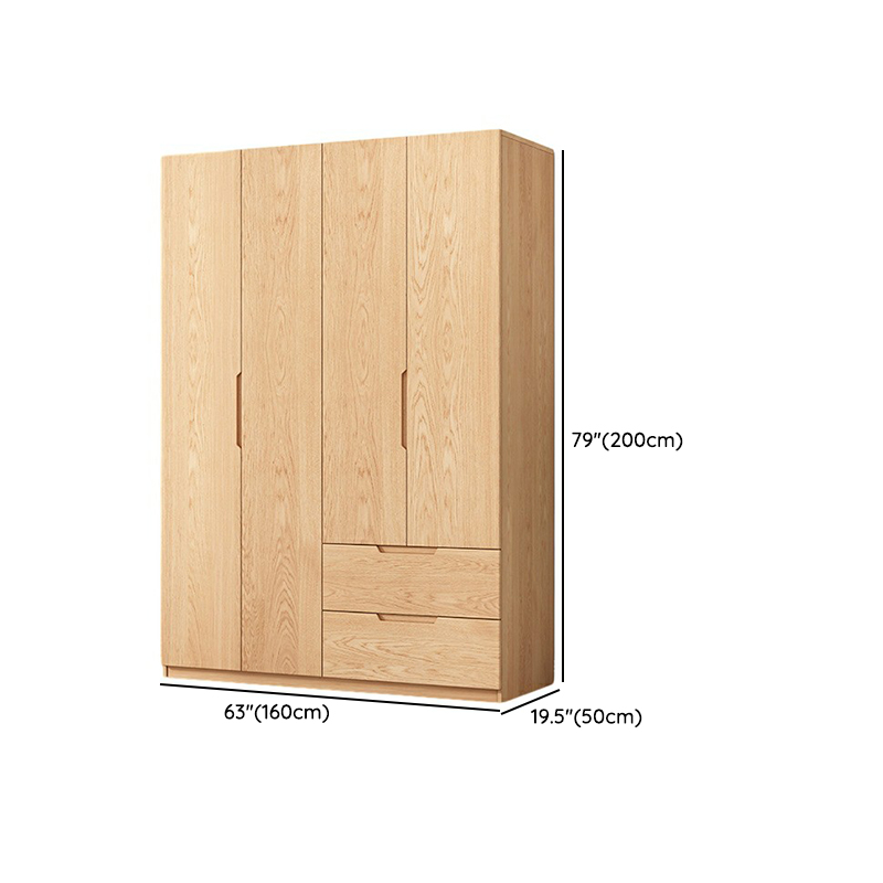 Stylish Natural Wood Wardrobe Armoire with Drawers and Silent Buffer Door Hinge - image 12