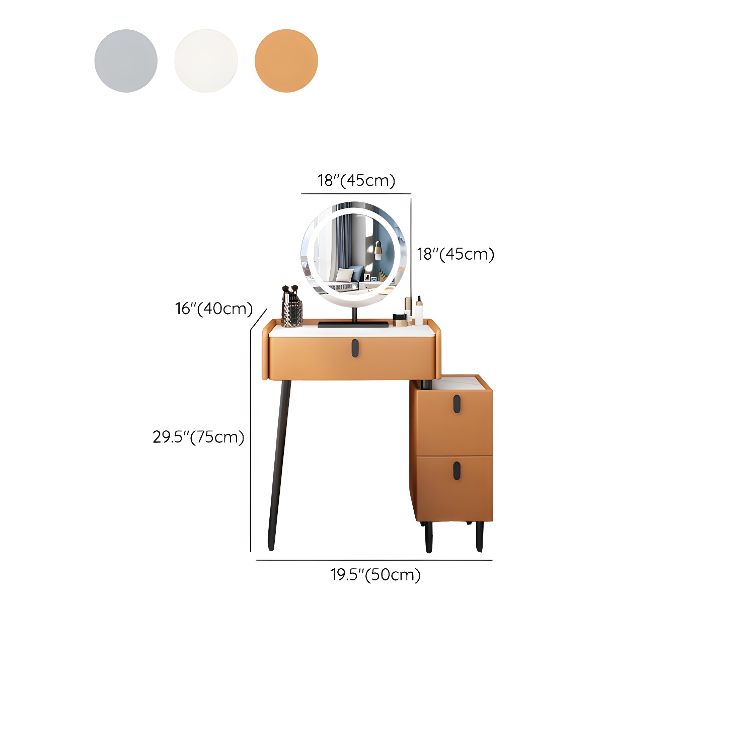 Contemporary Vanity Dressing Table Set with Mirror and Stool - image 18