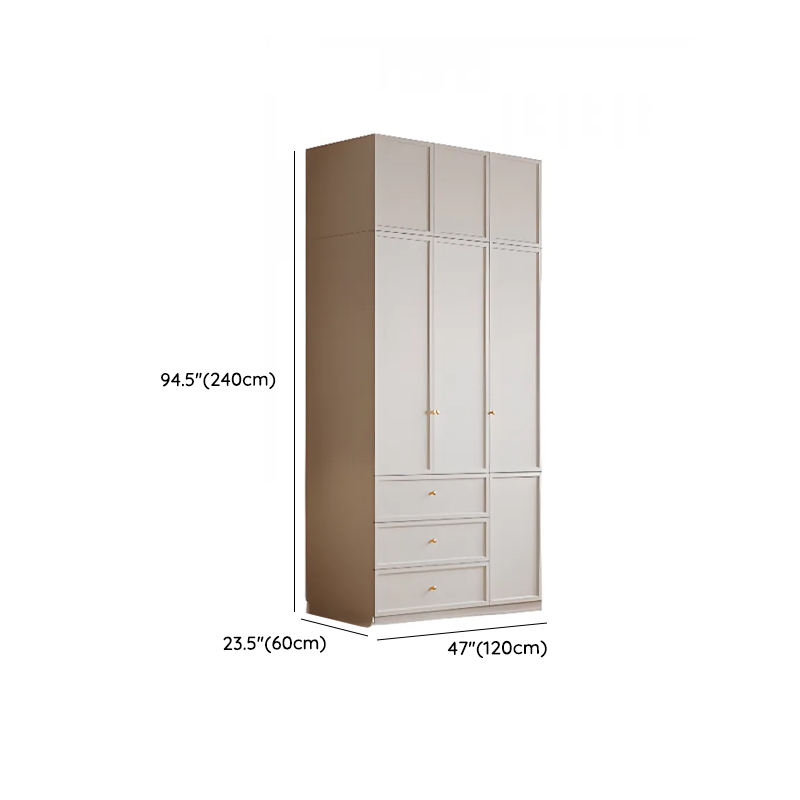 White Minimalist Wooden Wardrobe Closet with Soft Close Drawer, Soft Close Door, Interior Shelves, and Clothing Rod - image 6