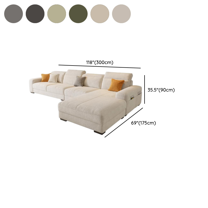 L-Shape Sofa Recliner in Plush Material, White/Light Green, Right Hand Facing - image 13