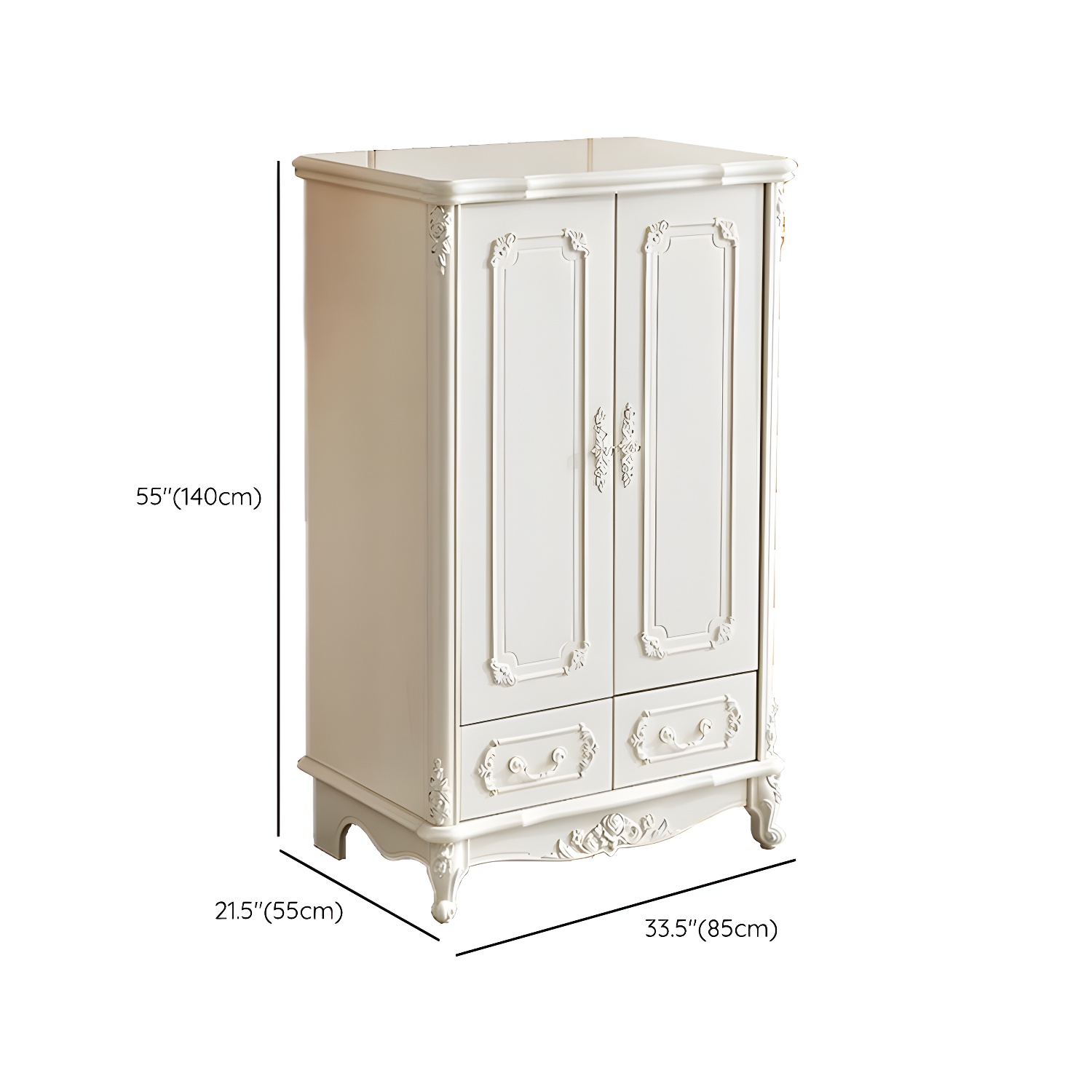 French Country white Wood Wardrobe Armoire with Soft-Close Drawers & Adjustable Shelves - image 9