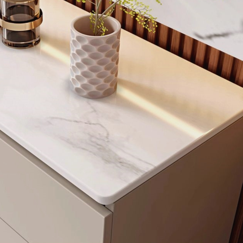 2-Cabinet & 4 Drawers Trendy Sintered Stone TV Stand with Shelf & Cable Management - image 7