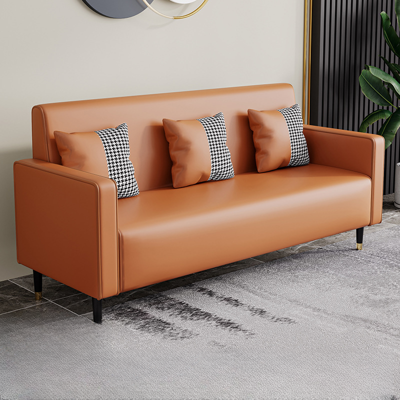 Casual Solid Color Water Resistant Sofa Couch in Grey/Cream/Citrus Color for 3 Person with Square Arm and 3 Pillows - image 9