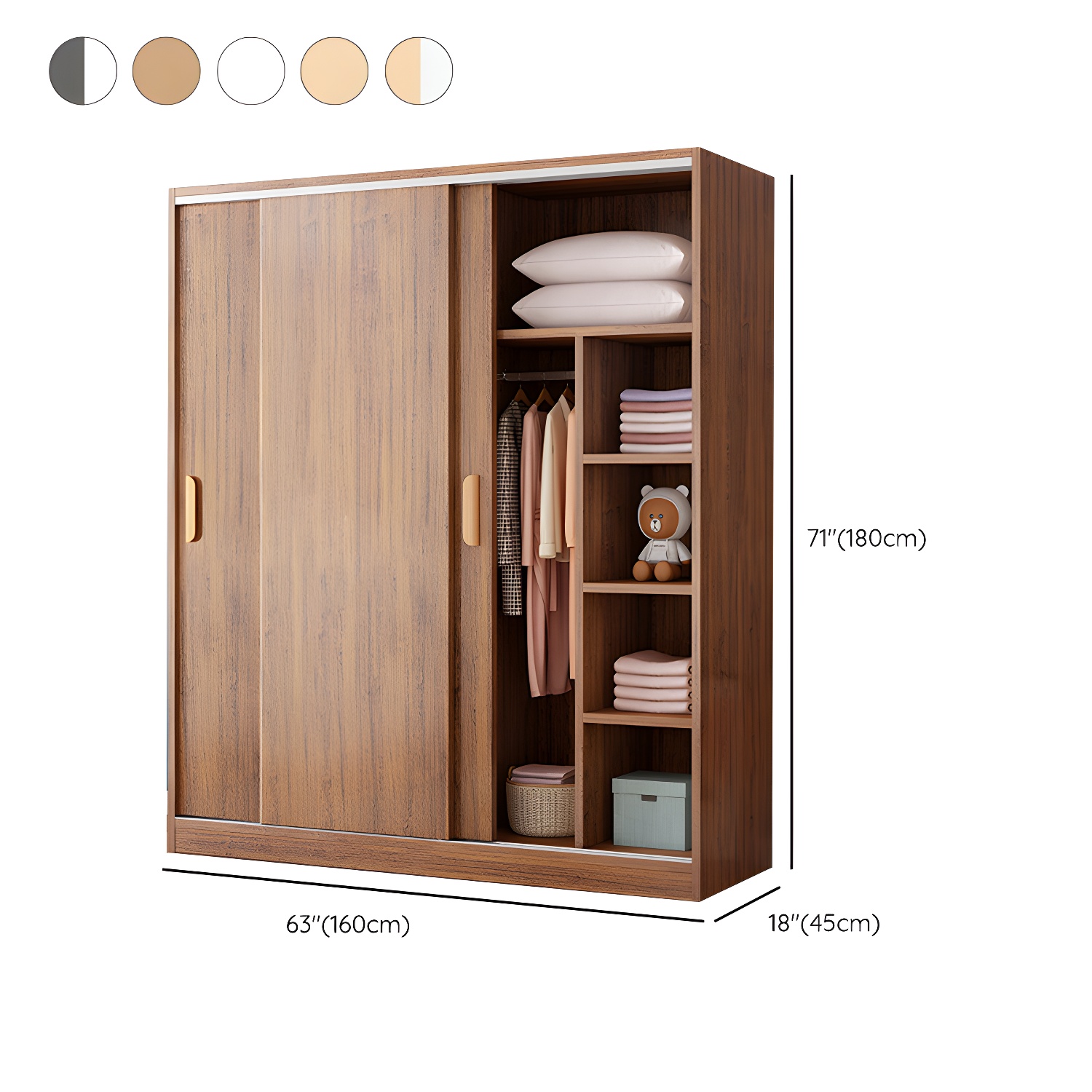 Modern Wood Wardrobe Armoire with Sliding Doors and Shelves Included - image 19