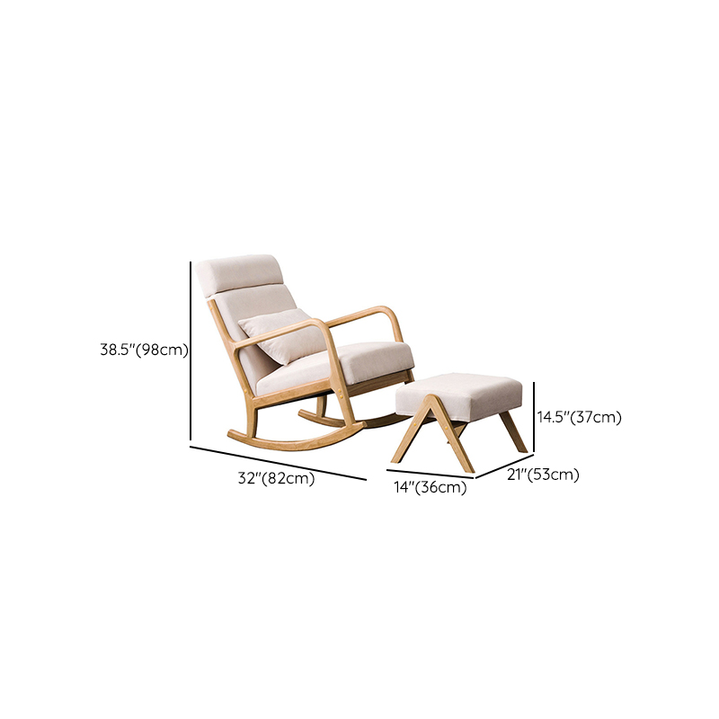 Indoor Use White Cotton Stationary Rocking Chair with Back & Arm - image 17