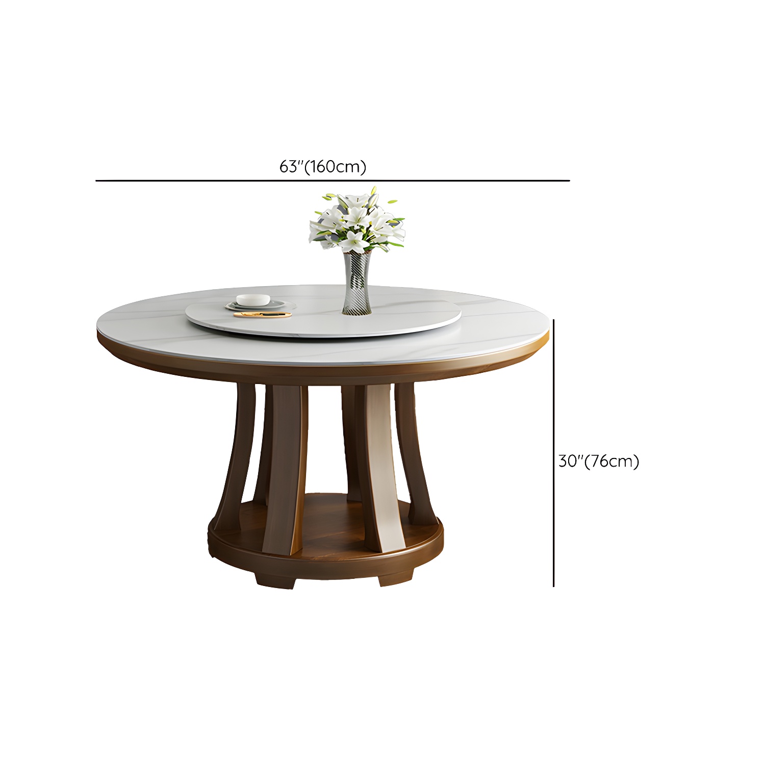 Modern Wood Dining Table Set with White Table top and Solid Wood Brown Base - image 12