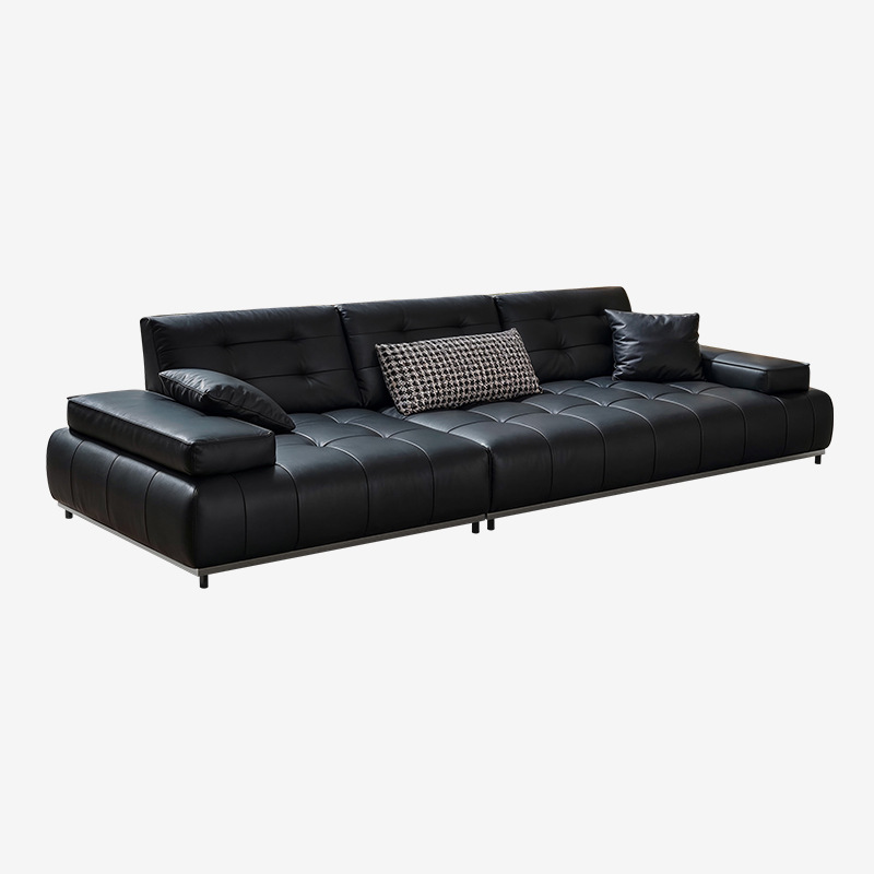 Straight/L-Shape Sofa Couch/Sofa Recliner with Tufted Back in Dark, Horizontal/Left Hand Facing, Decorative-stitched - image 6