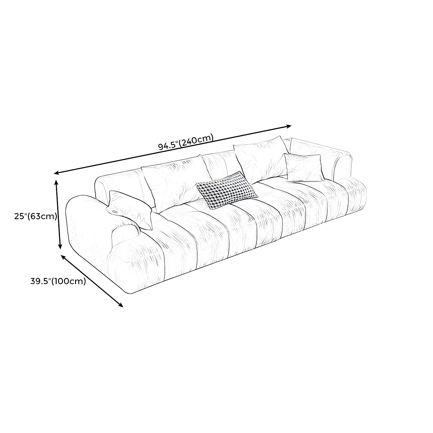 Velvet Round Arm Sectionals 24.8"High Tight Back Sofa with 4 Pillows - image 13