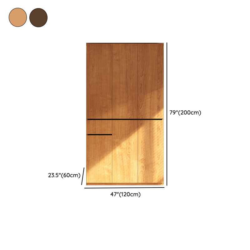 Modish Natural Wood Independent Armoire Cabinet with Soft Close Drawer, Soft Close Door, Interior Shelves, and Clothing Rod - image 12