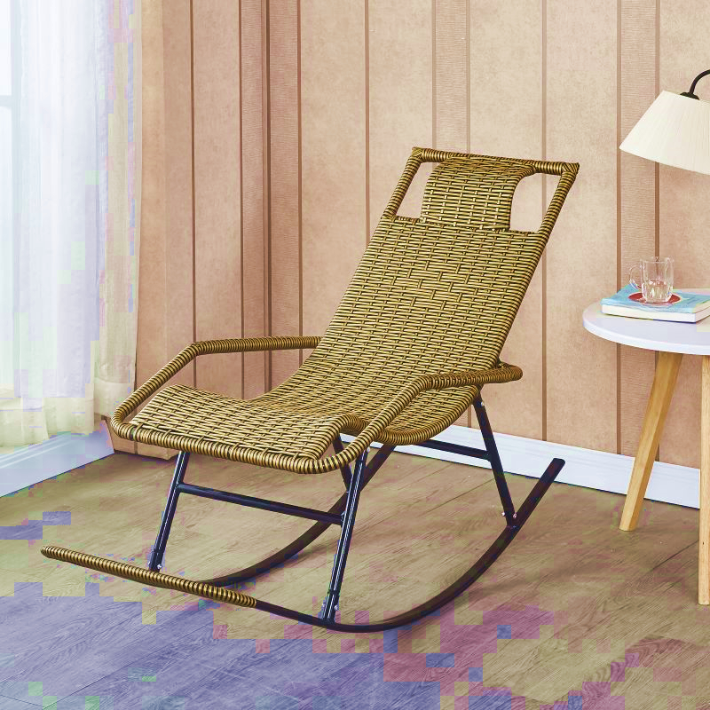 Ergonomic Wicker Front Porch Rocking Chairs with Rear Back, Stationary - image 9