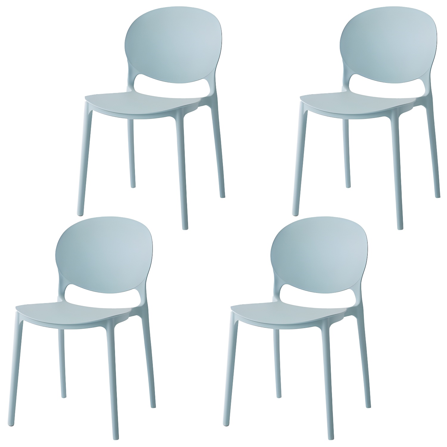 Modern Style Stackable Plastic Chair Open Back Dining Side Chair (Set of 4) - image 3