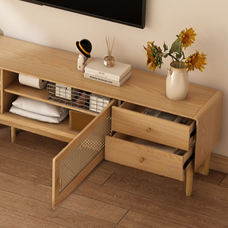 Solid+Engineered Wood TV Stand with 4 Drawers, 2 Cabinets, Cable Management, and Variable Shelf - image 5