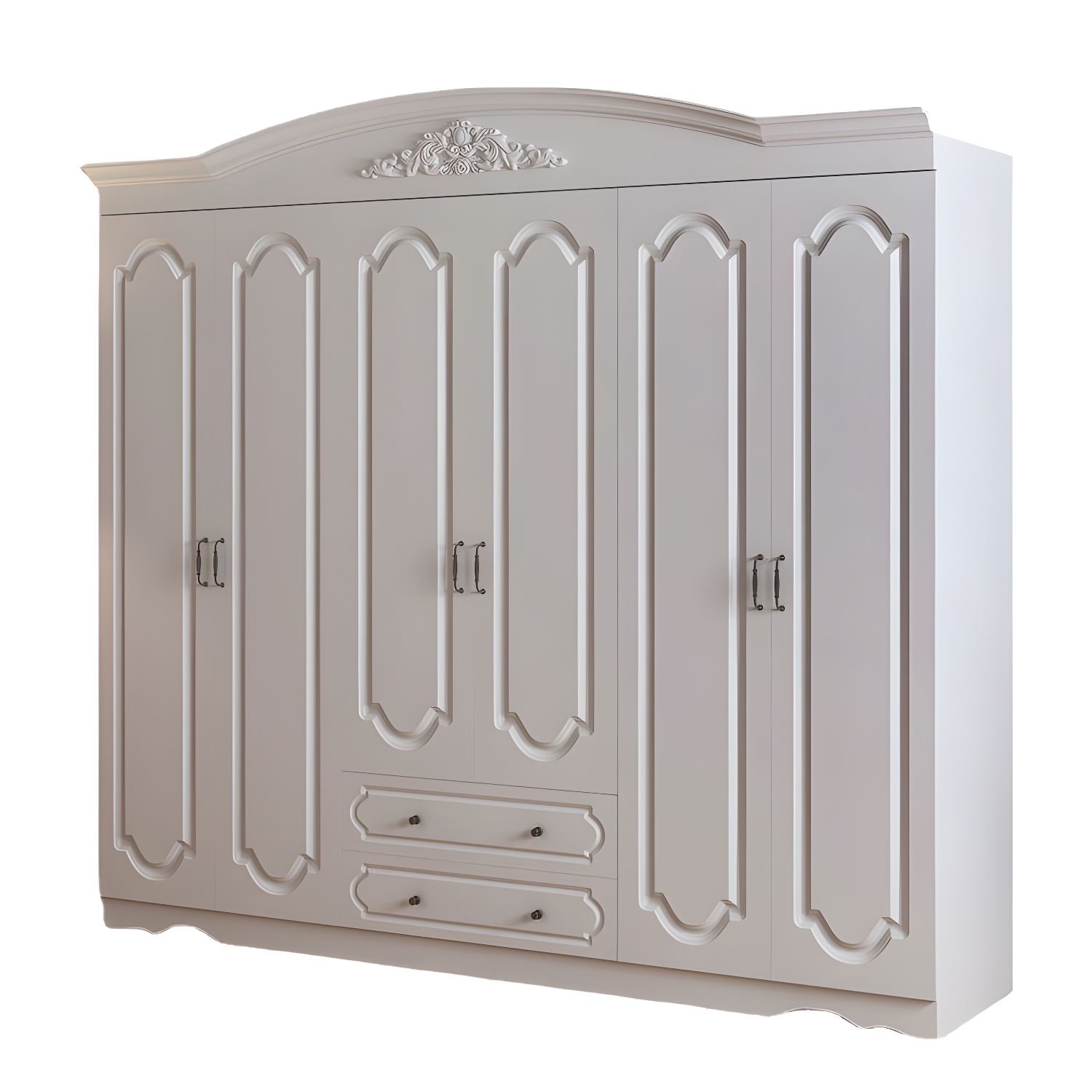 Engineered Wood Cabinet with 2 Drawers French Country White Wardrobe for Home - image 5