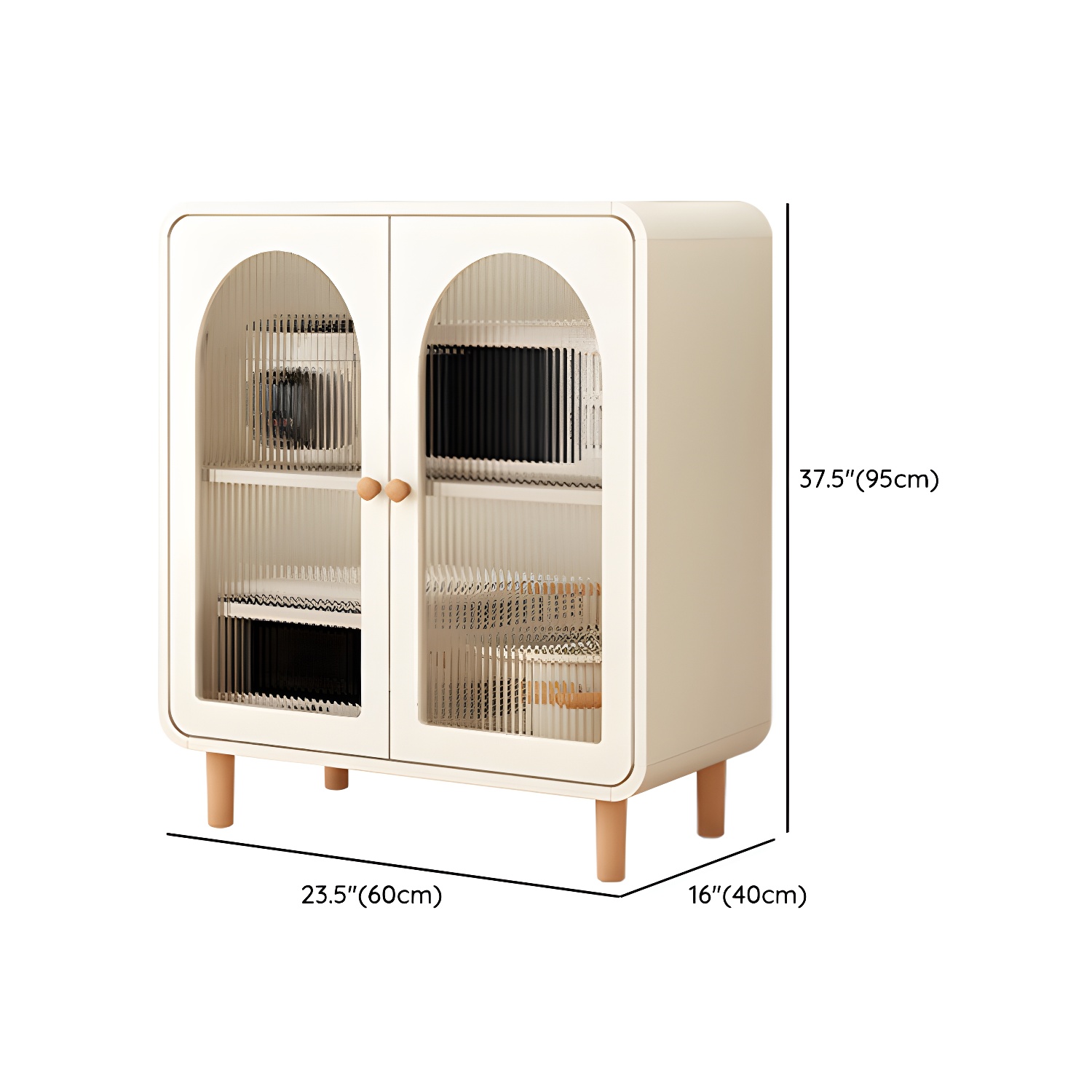 Scandinavian Wood Sideboard Cabinet with Adjustable Shelves and Glass Doors - 40cm Width - image 20