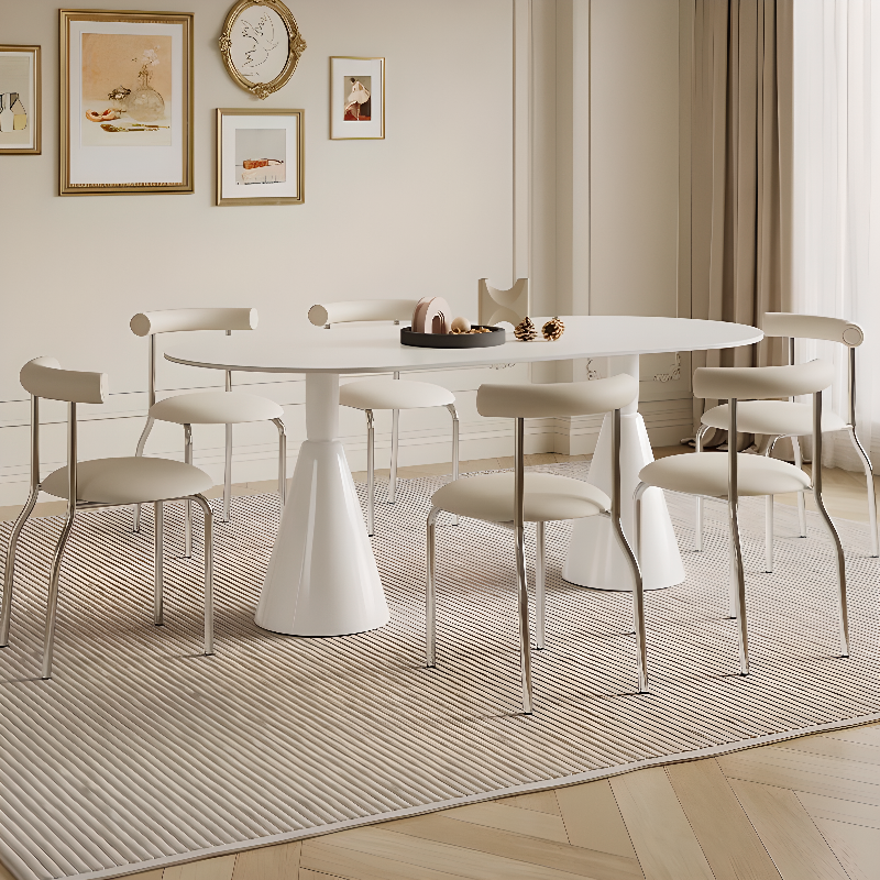 Simplistic Dining Table with Chalk Stone Top, Fixed Table, Seats 4 to 8, Scratch-immune - image 5