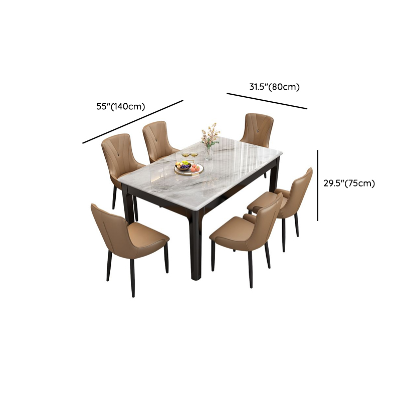 Contemporary 7 Piece Rectangle Dining Table Set with 4-Leg Base - image 11
