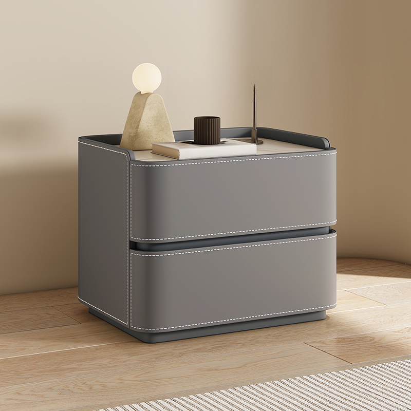 Scandinavian Bedside Cabinet Nightstand with Sintered Stone Countertop - image 7