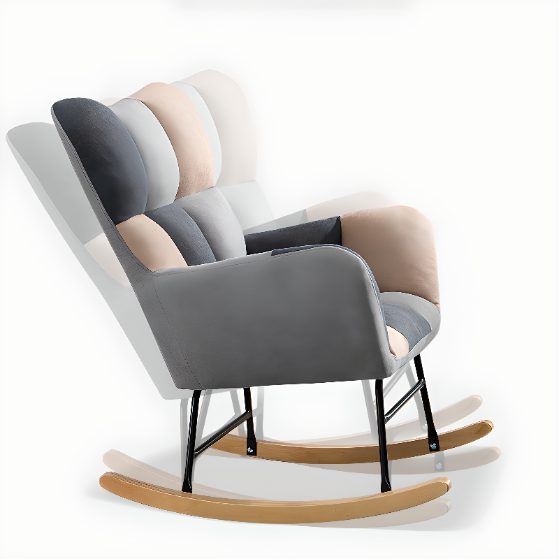 Modish Upholstered Cushioned Rocking Accent Chair 2 Piece Set with Footstool & Recessed Arm, Scratch-tolerant - image 16