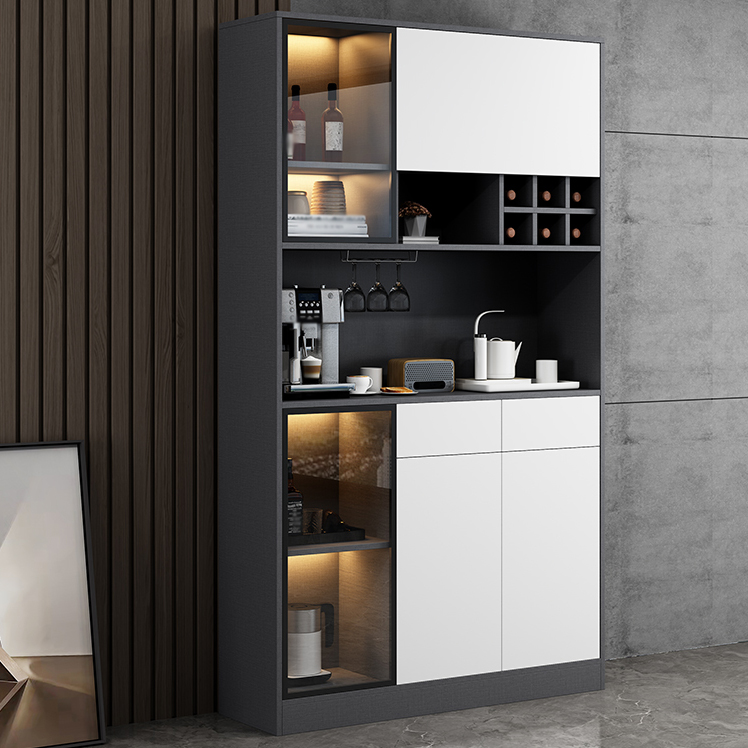 Wood Living Room Sideboard Cabinet Modern Credenza with Storage and Glass Door - image 4