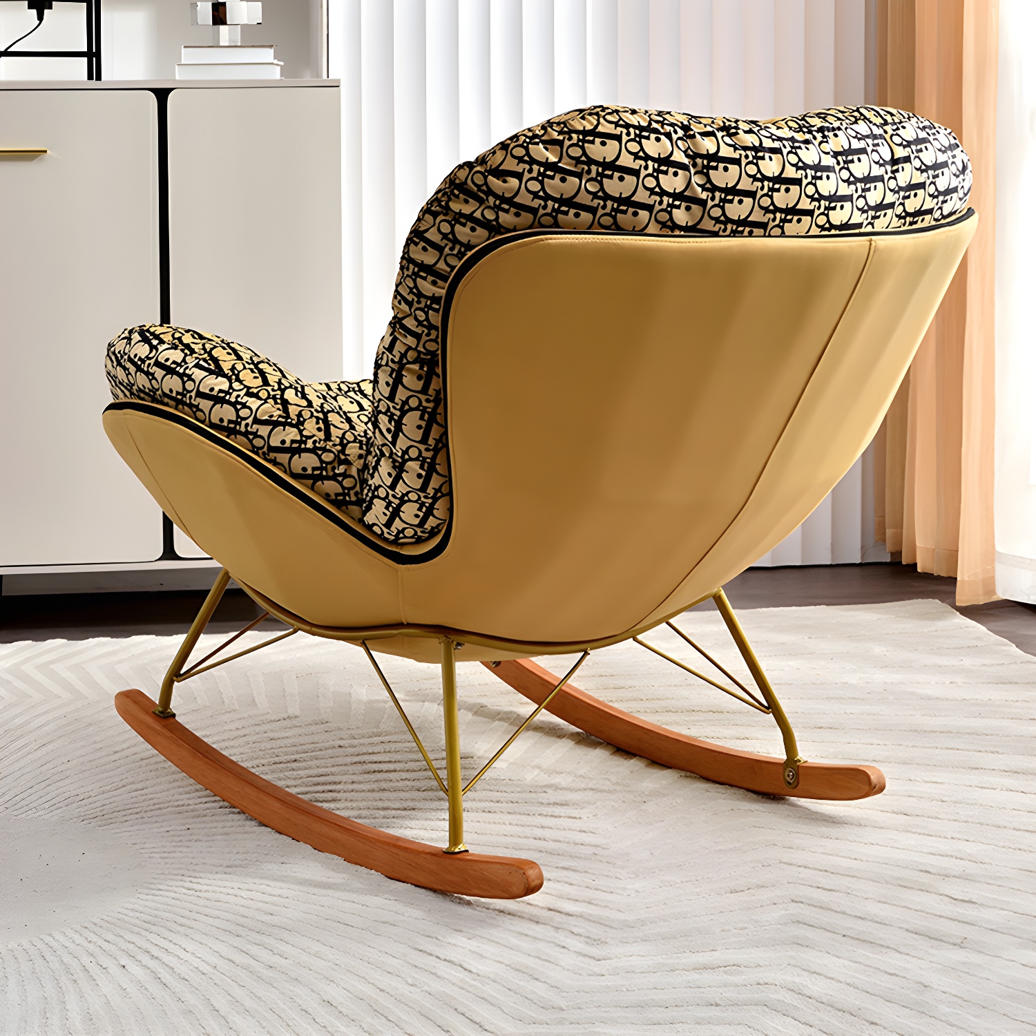 Modern Upholstered Indoor Rocking Chair with Removable Cushions and Slipcover for Enhanced Comfort - image 7