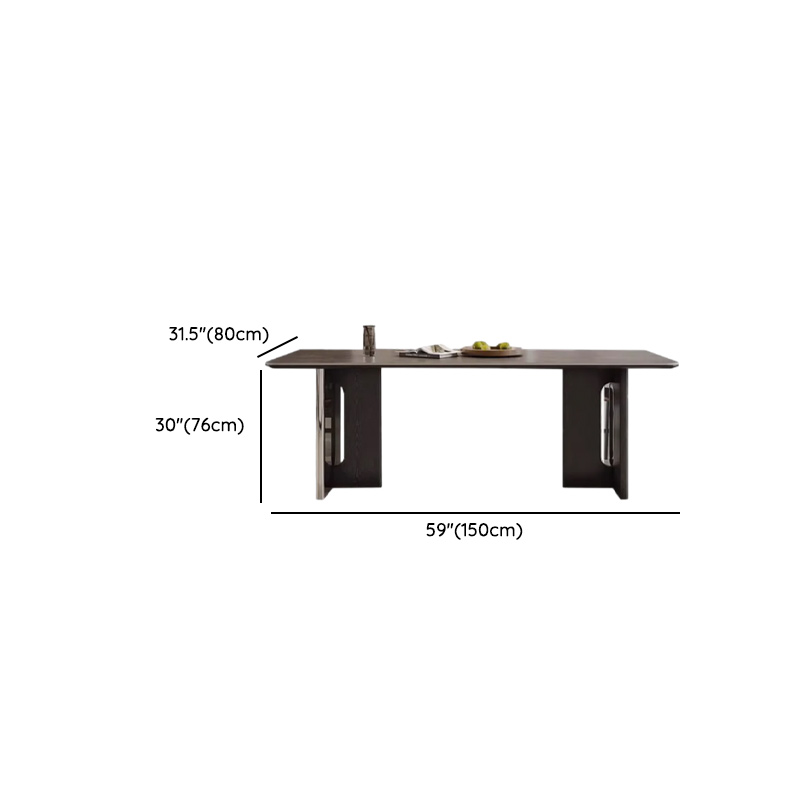 Dining Table Set with Slate Top and Two-sided Pedestal, Fixed Table, Padded Chair with Back, 5-piece in Dove Grey - image 9