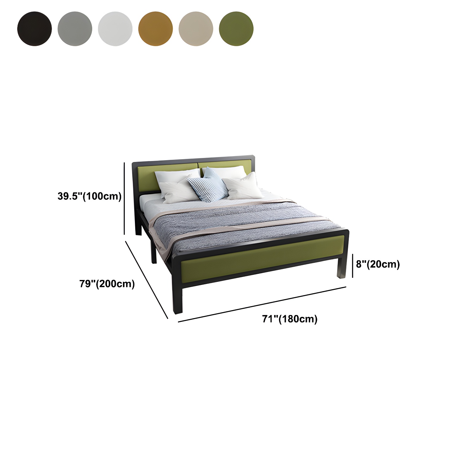Contemporary Metal Standard Bed, Panel Rectangular Headboard Bed - image 11