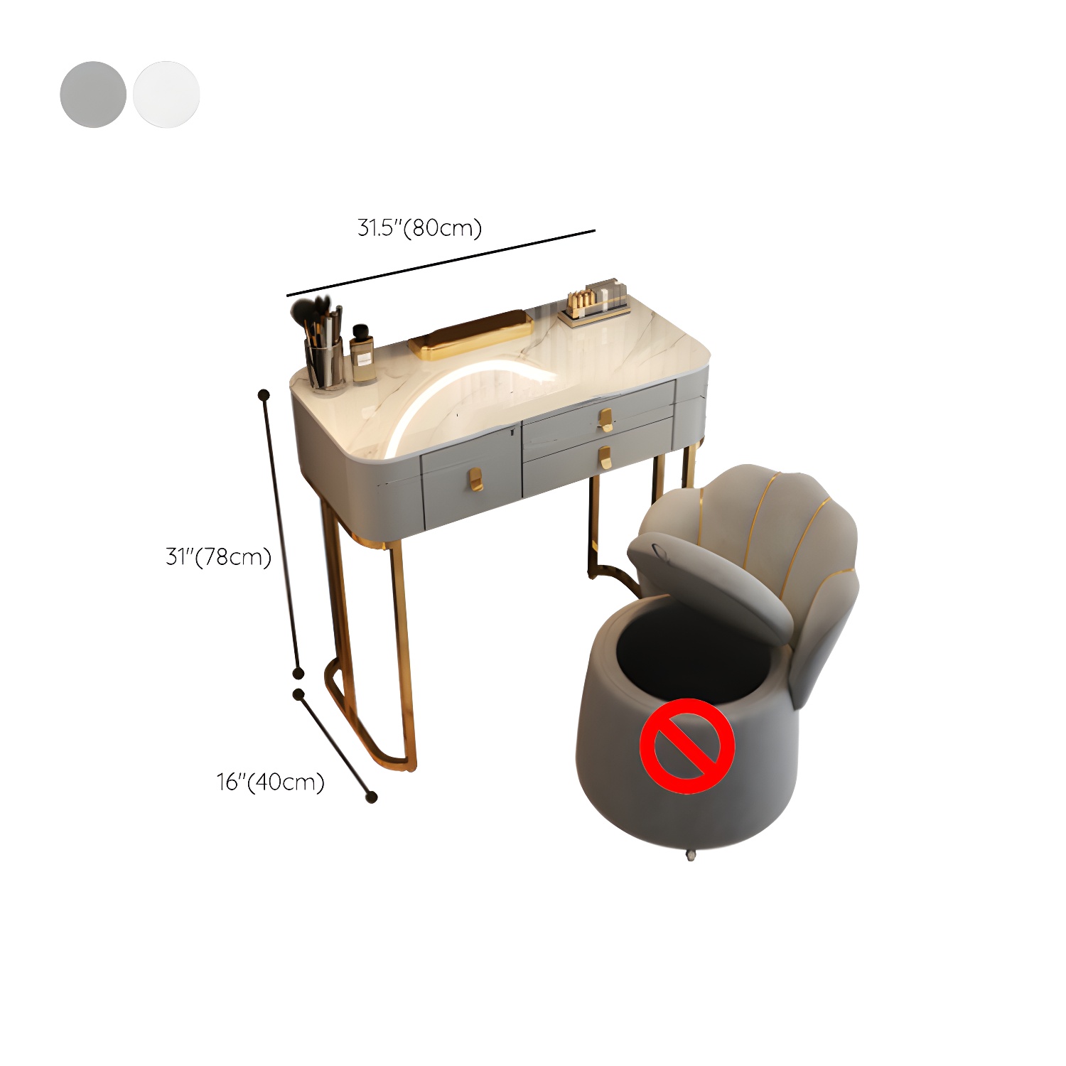 Luxurious Vanity Dressing Table Solid Wood Vanity Set with Stool and Mirror - image 23