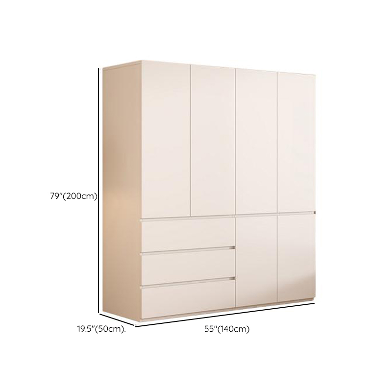 White Minimalist Manufactured Wood Wardrobe Closet with Soft Close Drawer, Soft Close Door, Interior Shelves, and Clothing Rod - image 8