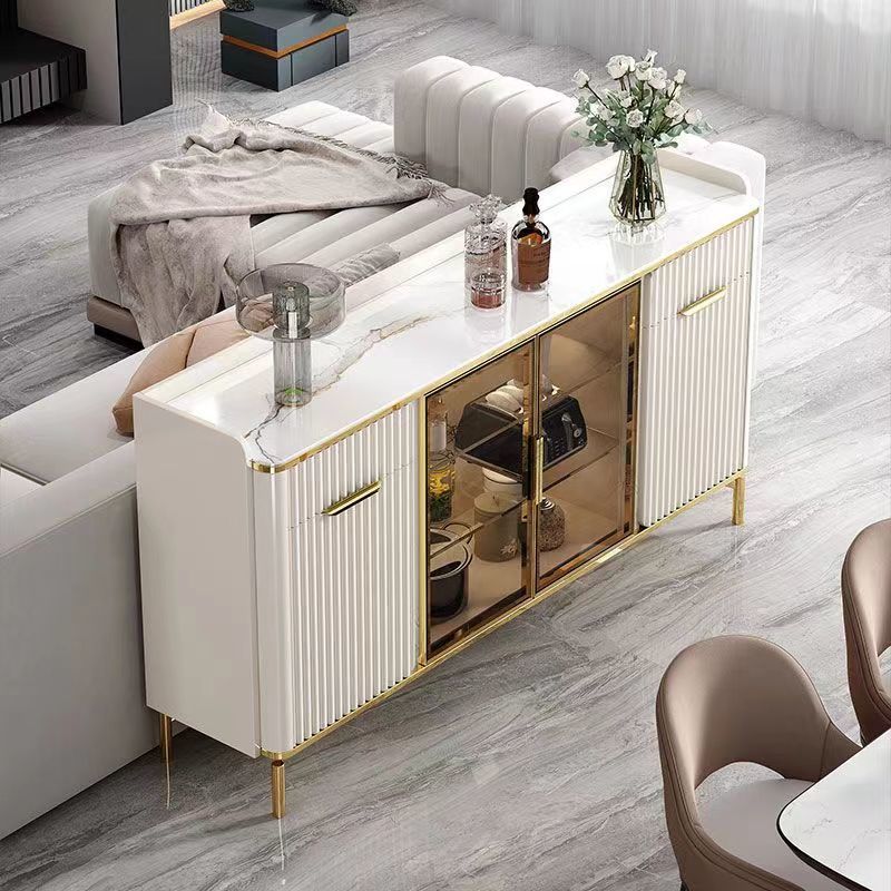 Floor Server/Buffet Table in Slab for Living Room with Glass Doors and Slate Countertop in a Luxurious Style - image 3