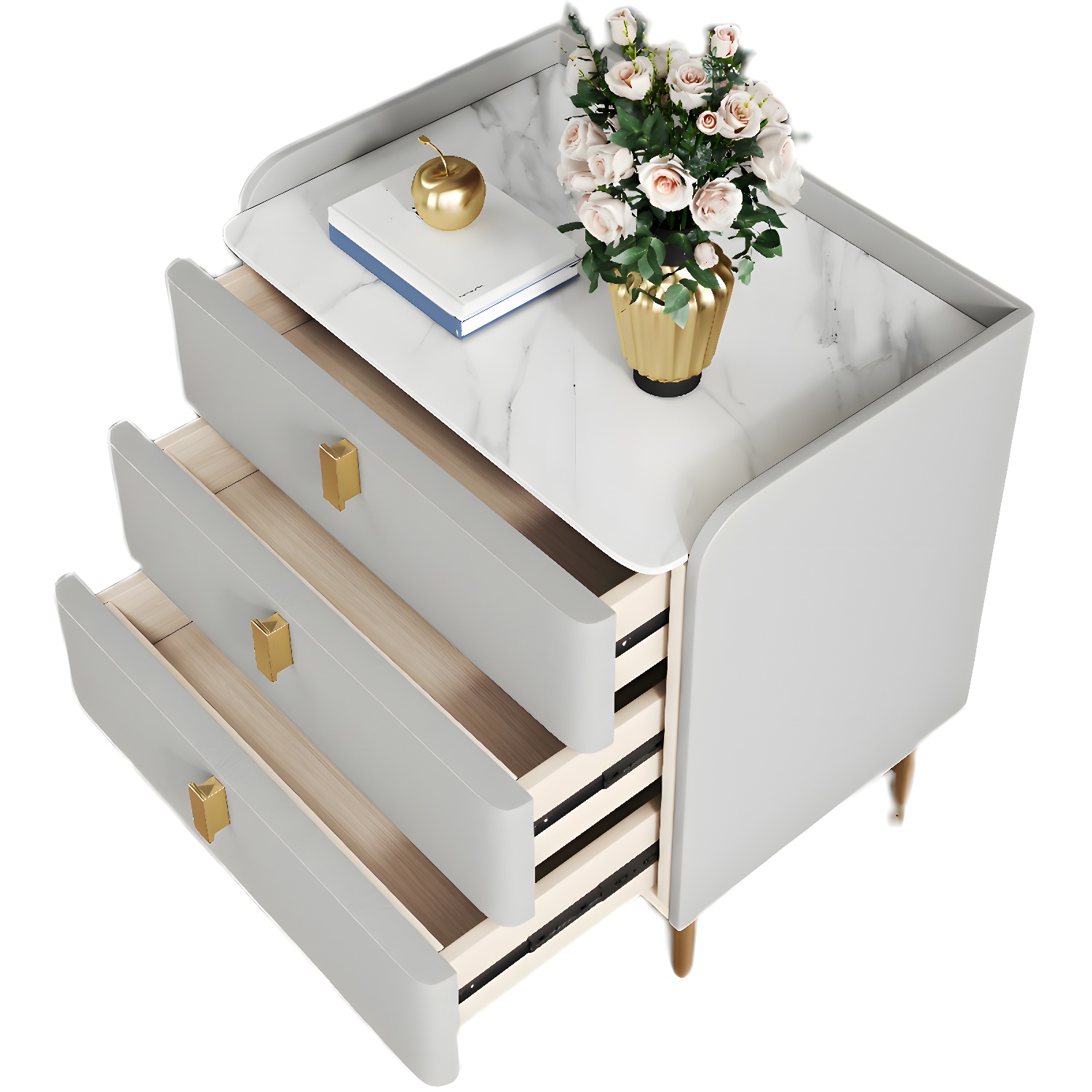 Contemporary Drawer Storage Bed Nightstand Wooden Night Table for Bedroom - image 17