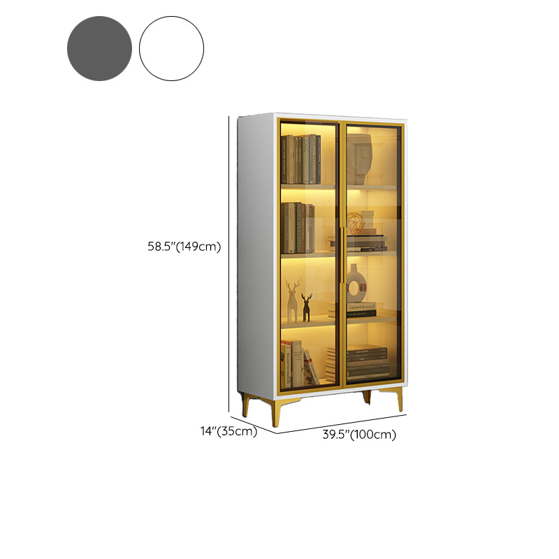 Glam Rectangle Accent Cabinet with Metal Base and Wood Countertop, Glass Doors and Lighting Included - image 20