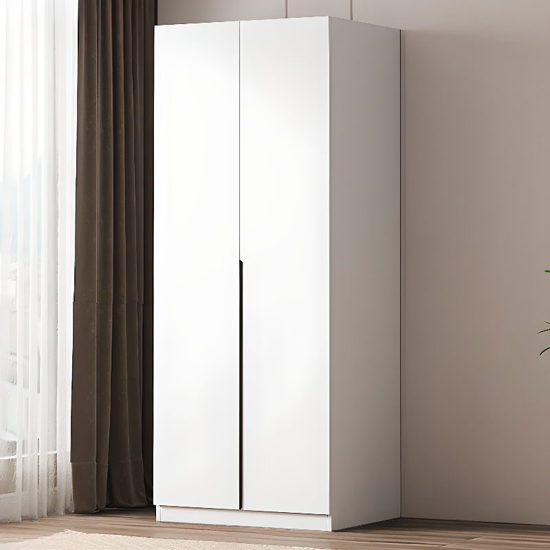 Minimalist Manufactured Wood Independent Wardrobe Closet with Soft Close Door, Interior Shelves, and Clothing Rod