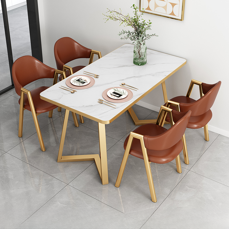 Glamorous Stone Top Sleigh Base Dining Table Set - image 5
